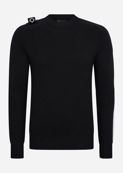 MA.Strum Truien  Milano knit crew neck - jet black 