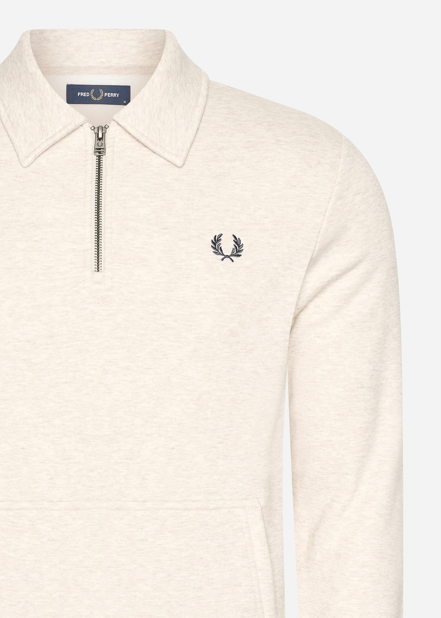 Fred Perry Truien  Halfzip fleece back sweatshirt - porridge marl 