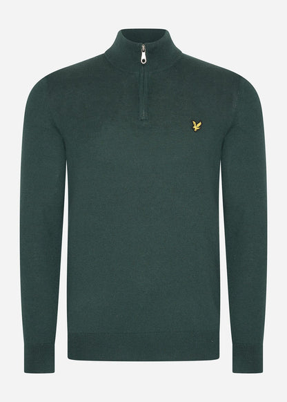 Lyle & Scott Truien  Cotton merino quarter zip jumper - argyle teal 