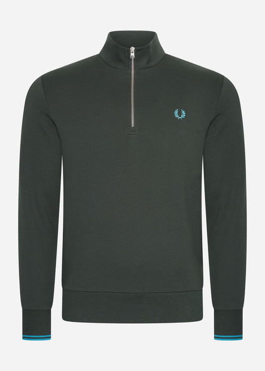 Fred Perry Truien  Half zip sweatshirt - night green runaway bay ocean 