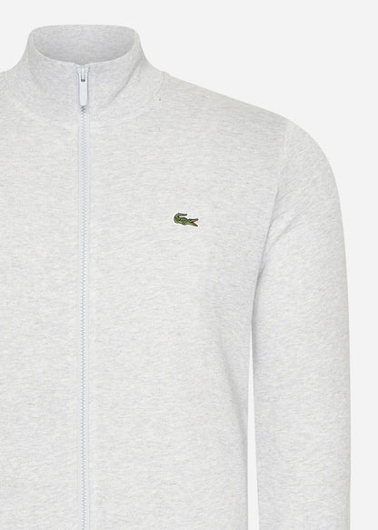 Lacoste Vesten  Brushed fleece zip through sweater - Silver Chine 