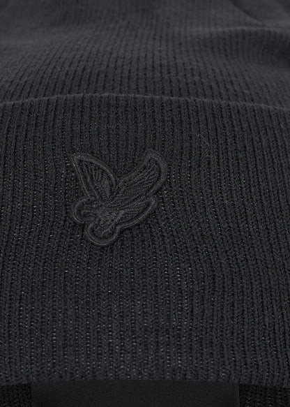 Lyle & Scott Mutsen  Tonal eagle beanie - jet black 