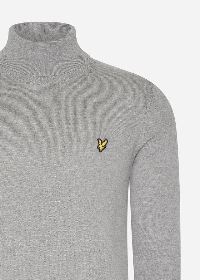 Lyle & Scott Sweaters  Cotton merino turtleneck jumper - mid grey marl 