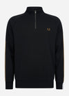 Fred Perry Truien  Chequerboard tape half zip sweat - black 