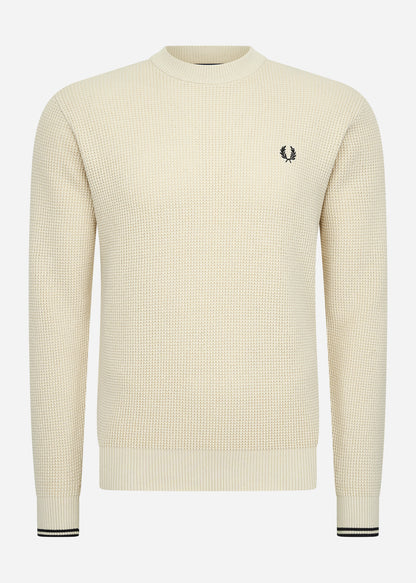 Fred Perry Truien  Waffle stitch jumper - oatmeal 