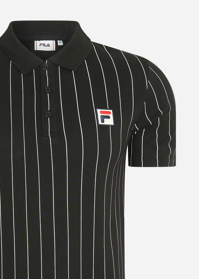 Fila Polos  Luckenwalde polo shirt - black bright white striped 