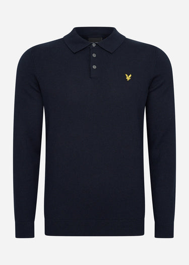Lyle & Scott Longsleeve Polo's  Long sleeve knitted polo shirt - dark navy 