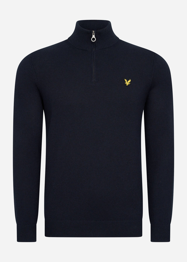 Lyle & Scott Sweaters Bundle cotton merino quarter zip jumper - jet black - dark navy - mid grey marl