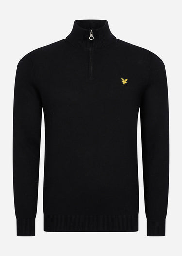 Lyle & Scott Truien Bundle cotton merino quarter zip jumper - jet black - cove - dark navy