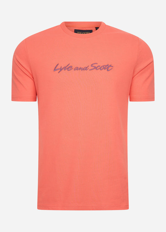 Script embroidery t-shirt - sorrel orange marsh thistle
