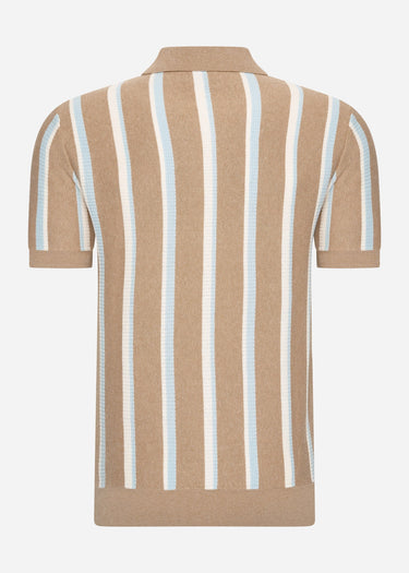 Ben Sherman Polo's  Vertical stripe open neck polo - stone 