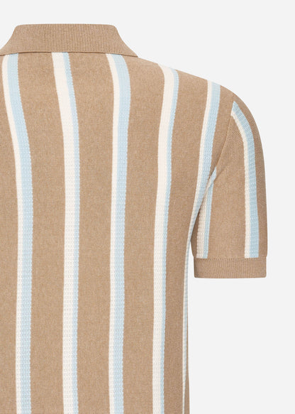 Ben Sherman Polo's  Vertical stripe open neck polo - stone 