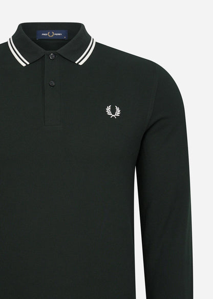 Fred Perry Longsleeve Polo's  LS twin tipped shirt - night green snow white 