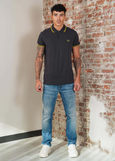 Fred Perry Polo's Twin tipped fred perry shirt - Anchor Grey Tennis Ball Yellow