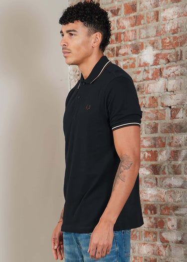 Fred Perry Polo's Twin tipped fred perry shirt - Navy Wheat Brown Tobacco