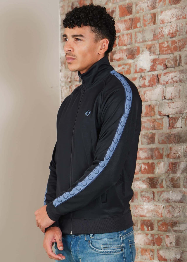 Fred Perry Cardigans Contrast tape track jacket - navy ace blue tennis blue