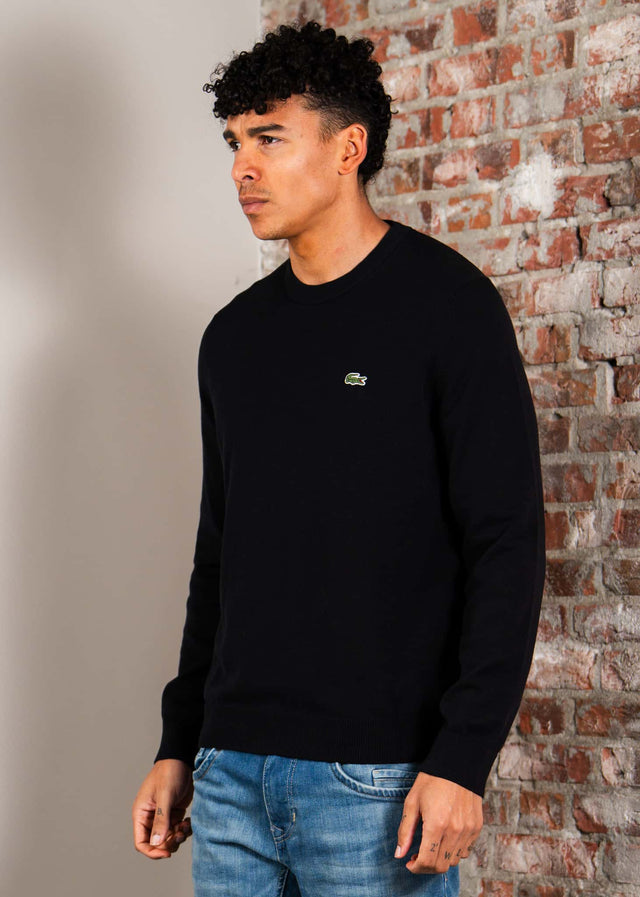 Lacoste Sweaters Regular fit crew neck sweater - black