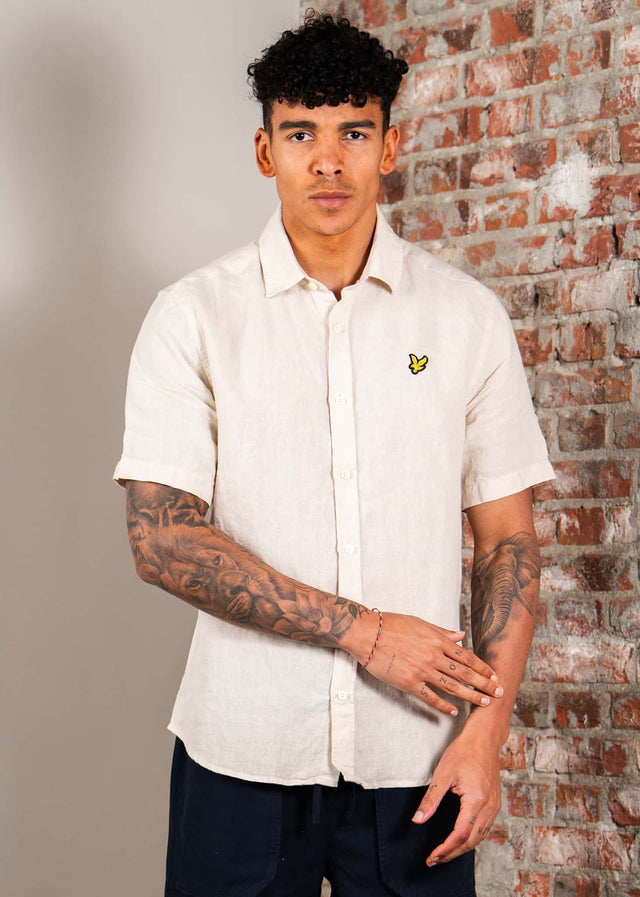 Lyle & Scott Shirts Short sleeve linen blend shirt - cove