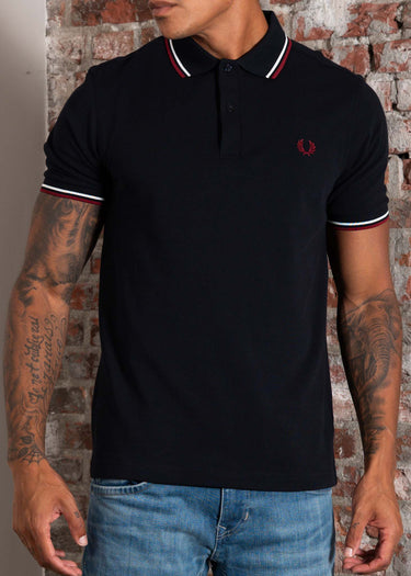 Fred Perry Polo's Twin tipped fred perry shirt - navy snow white burnt red