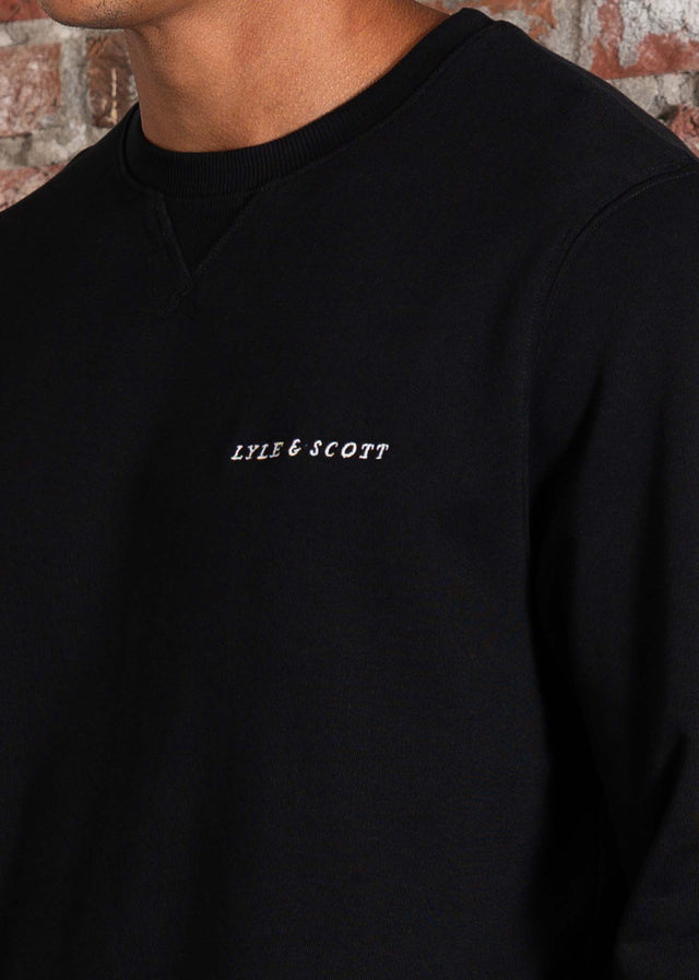 Lyle & Scott Sweaters Loopback embroidered crew neck sweatshirt - jet black white