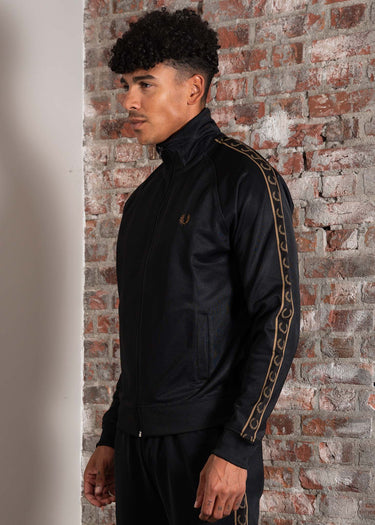 Fred Perry Vesten Contrast tape track jacket - black shaded stone