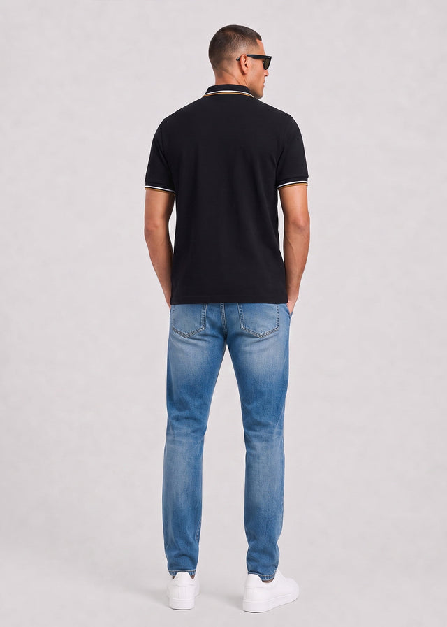Fred Perry Polos Twin tipped polo - black ecru dark caramel