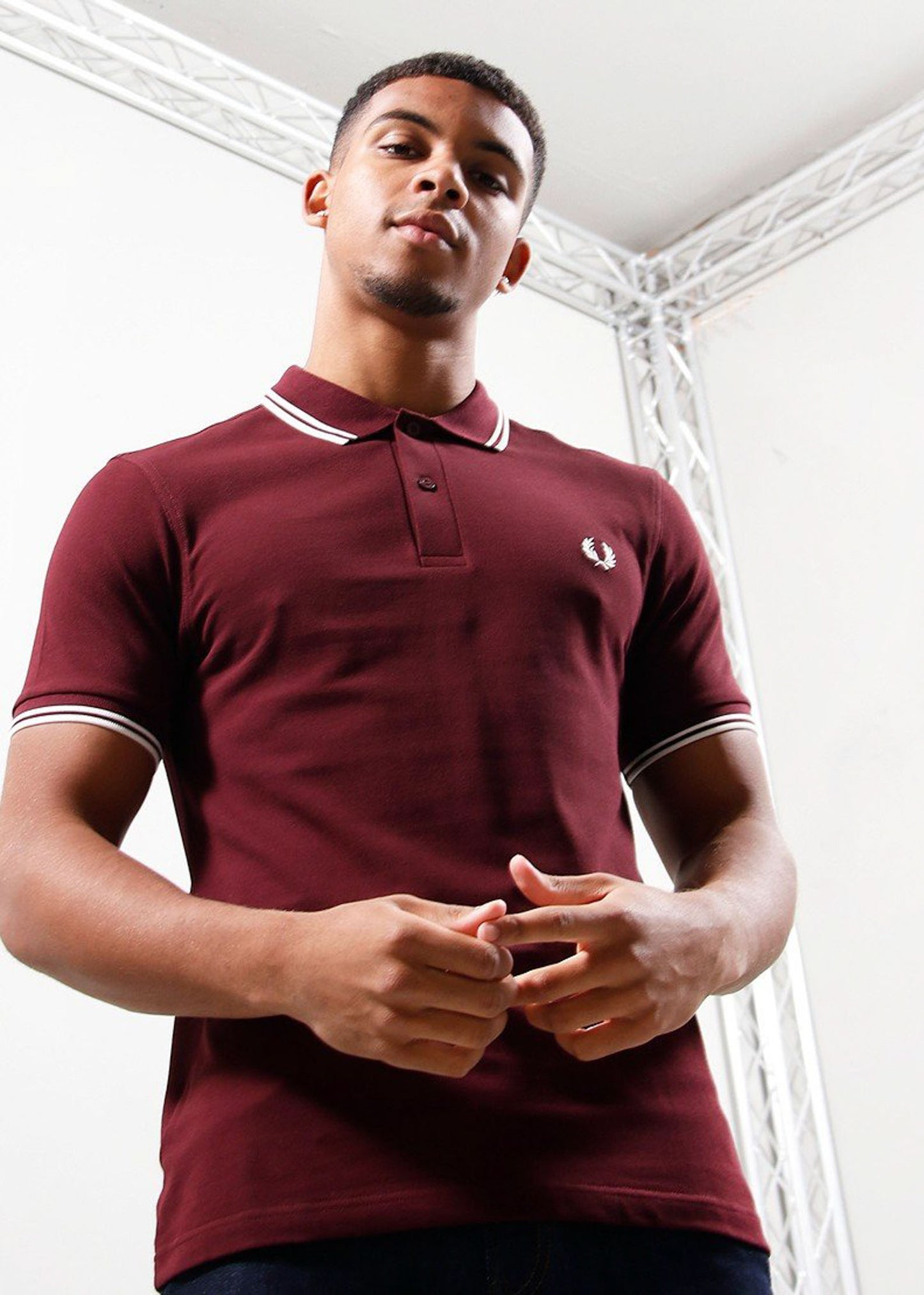 Fred Perry Polo's Twin tipped fred perry shirt - ox blood ecru ecru