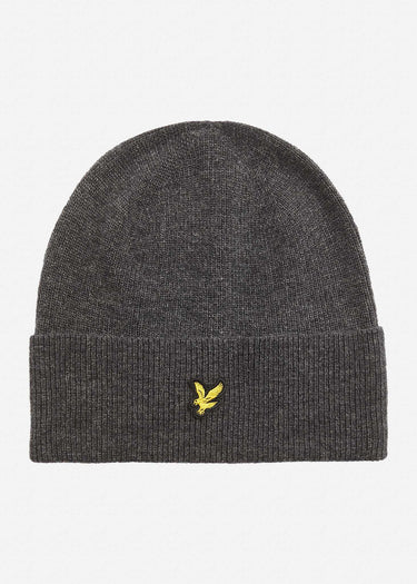 Lyle & Scott Mutsen Lambswool blend ribbed beanie - charcoal marl