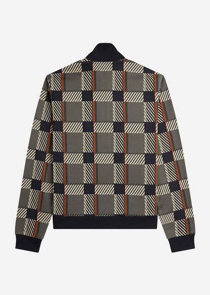 Fred Perry Vesten  Glitch tartan track jacket - field green 