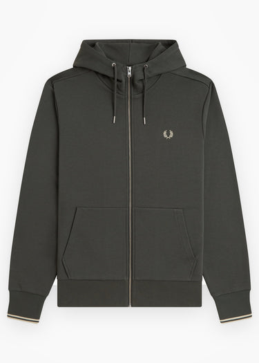 Fred Perry Cardigans Hooded zip through sweatshirt - field green oatmeal