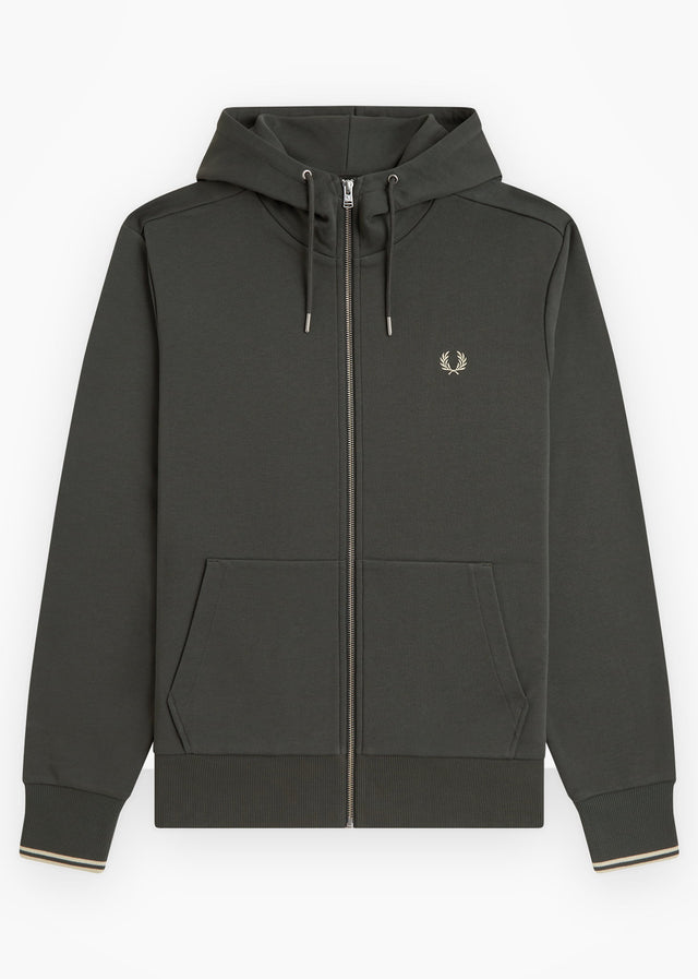 Fred Perry Cardigans Hooded zip through sweatshirt - field green oatmeal