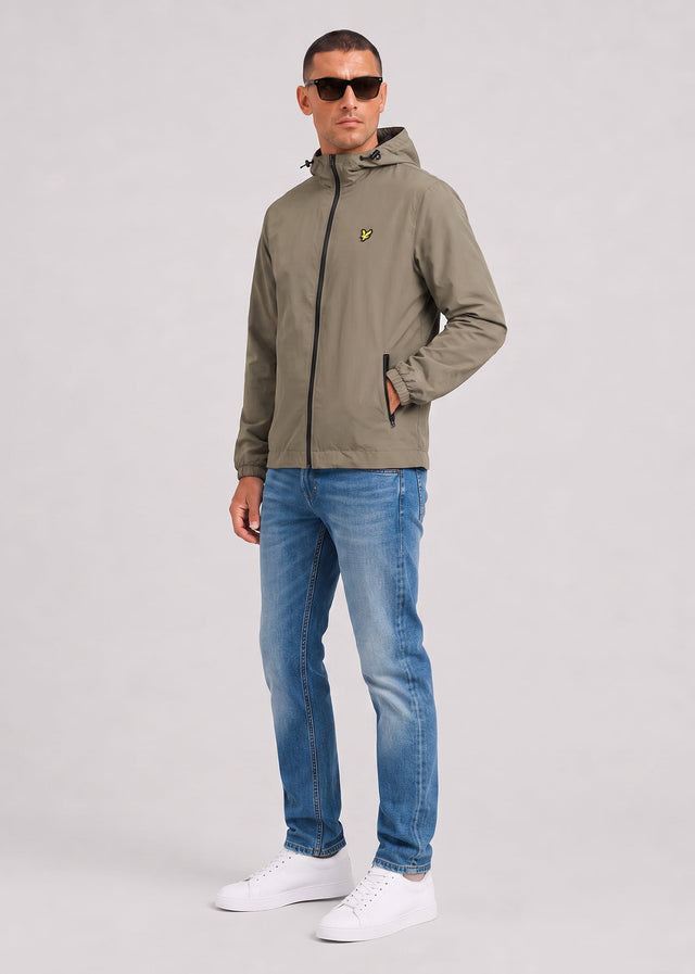 Lyle & Scott Jackets Contrast zip through hooded jacket - khaki ash jet black