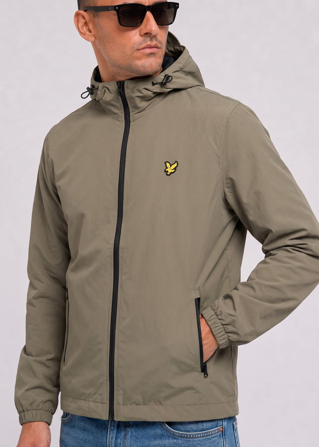 Lyle & Scott Jackets Contrast zip through hooded jacket - khaki ash jet black