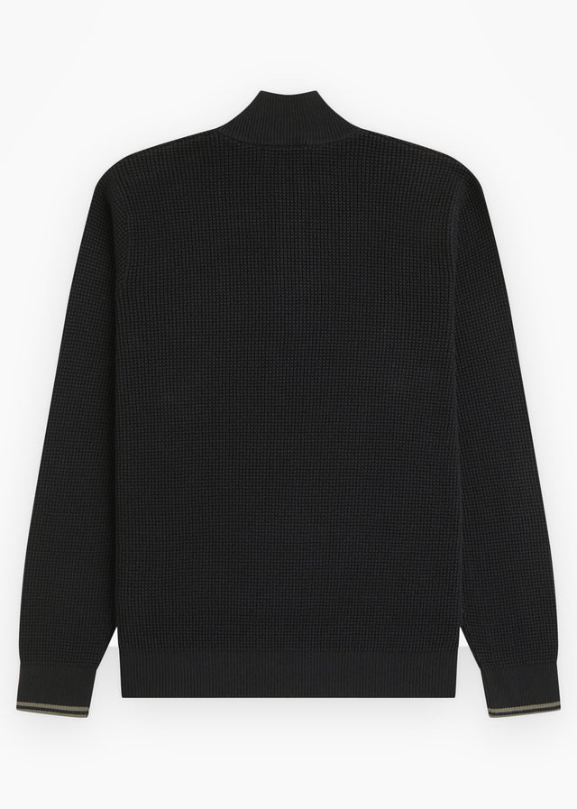 Fred Perry Sweaters Waffle stitch half zip jumper - black