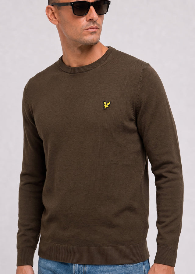 Lyle & Scott Sweaters Cotton merino crew neck jumper - sepia brown
