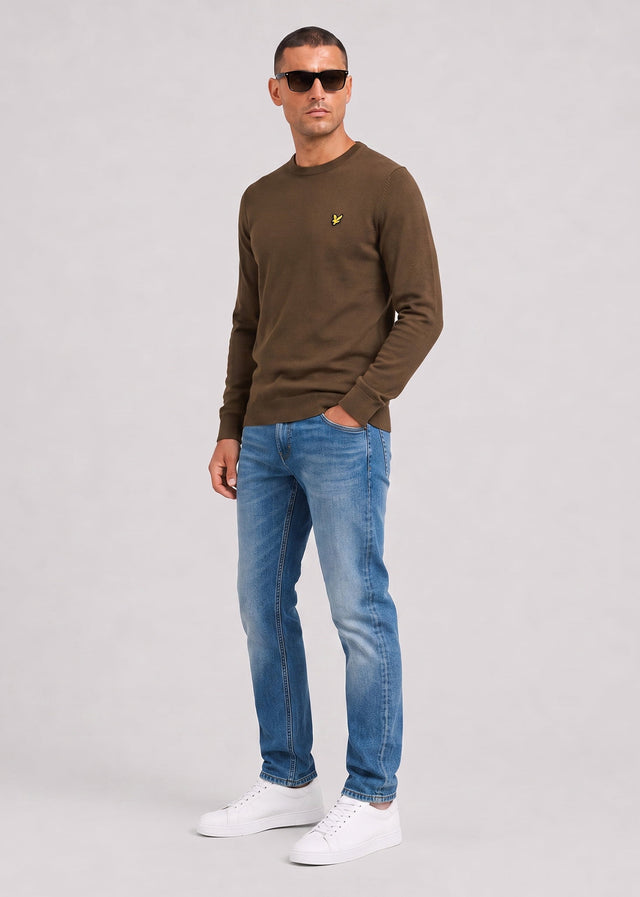 Lyle & Scott Sweaters Cotton merino crew neck jumper - sepia brown