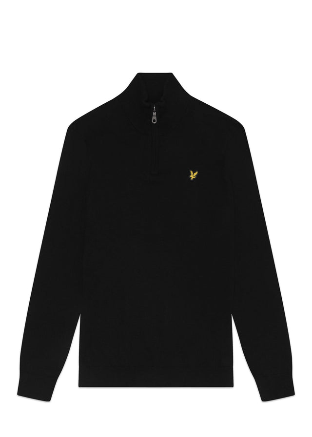Lyle & Scott Sweaters Cotton merino quarter zip jumper - jet black