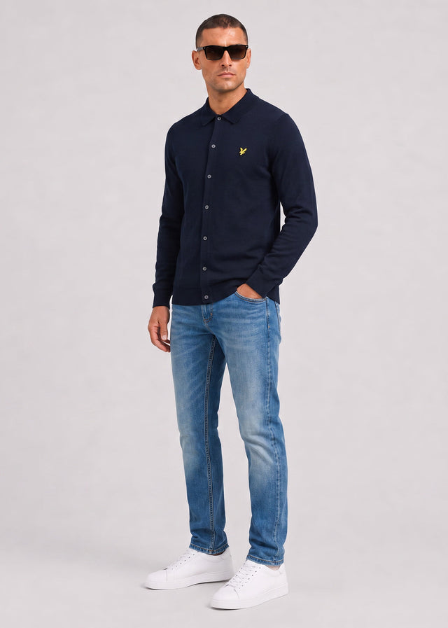 Lyle & Scott Shirts Cotton merino knitted shirt - dark navy