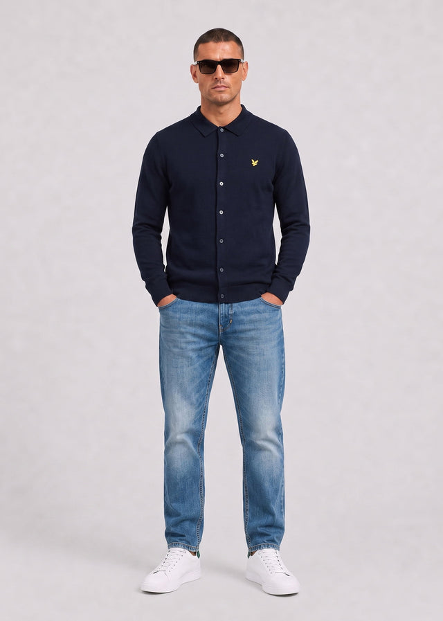 Lyle & Scott Shirts Cotton merino knitted shirt - dark navy