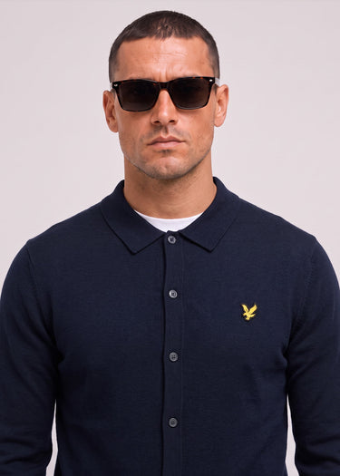 Lyle & Scott Shirts Cotton merino knitted shirt - dark navy