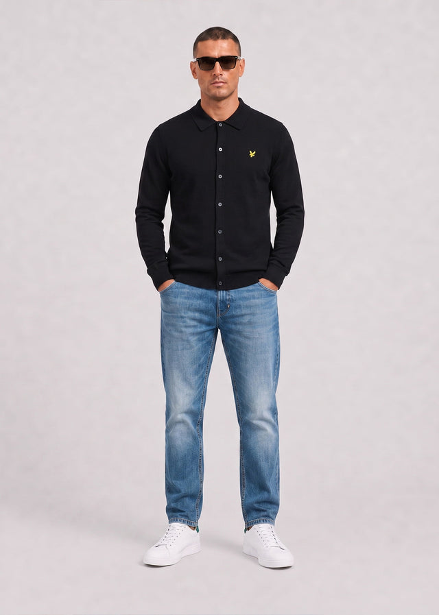 Lyle & Scott Shirts Cotton merino knitted shirt - jet black