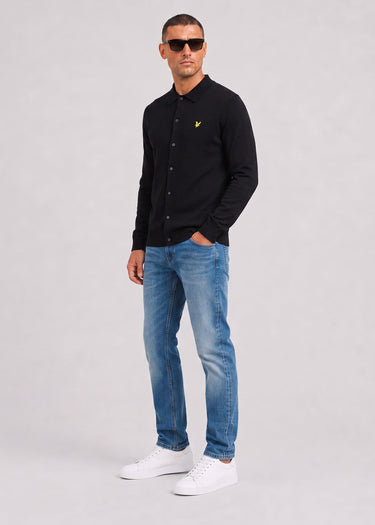 Lyle & Scott Shirts Cotton merino knitted shirt - jet black
