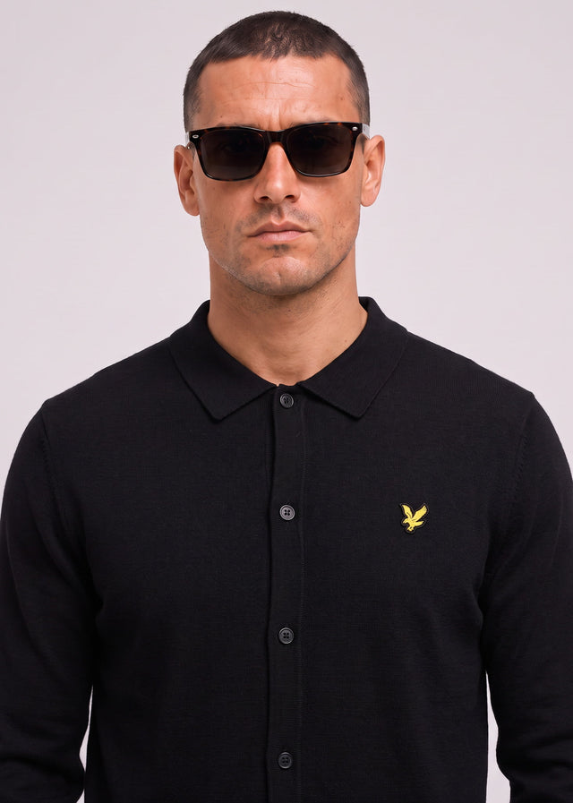 Lyle & Scott Shirts Cotton merino knitted shirt - jet black