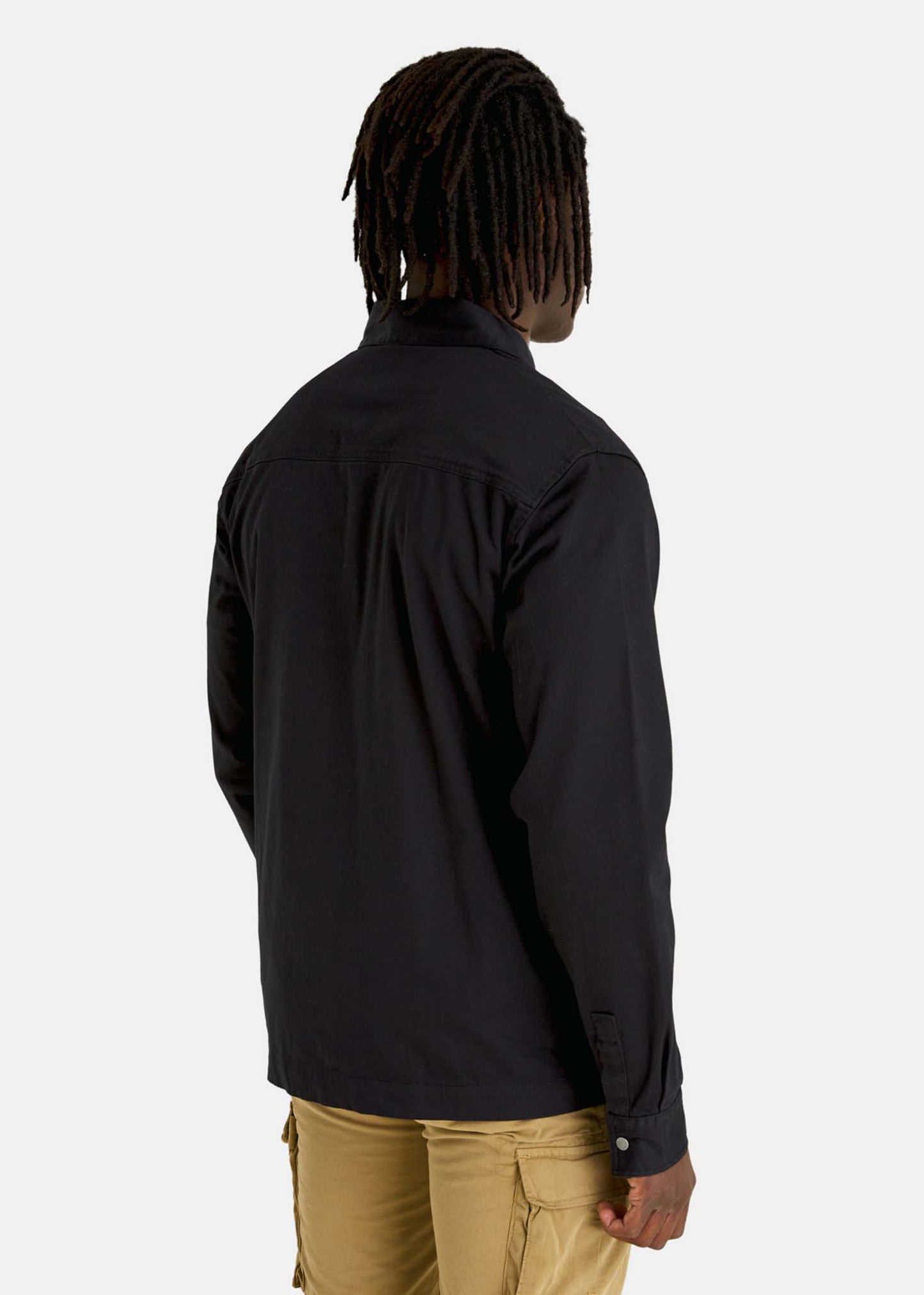 Cotton twill overshirt - jet black