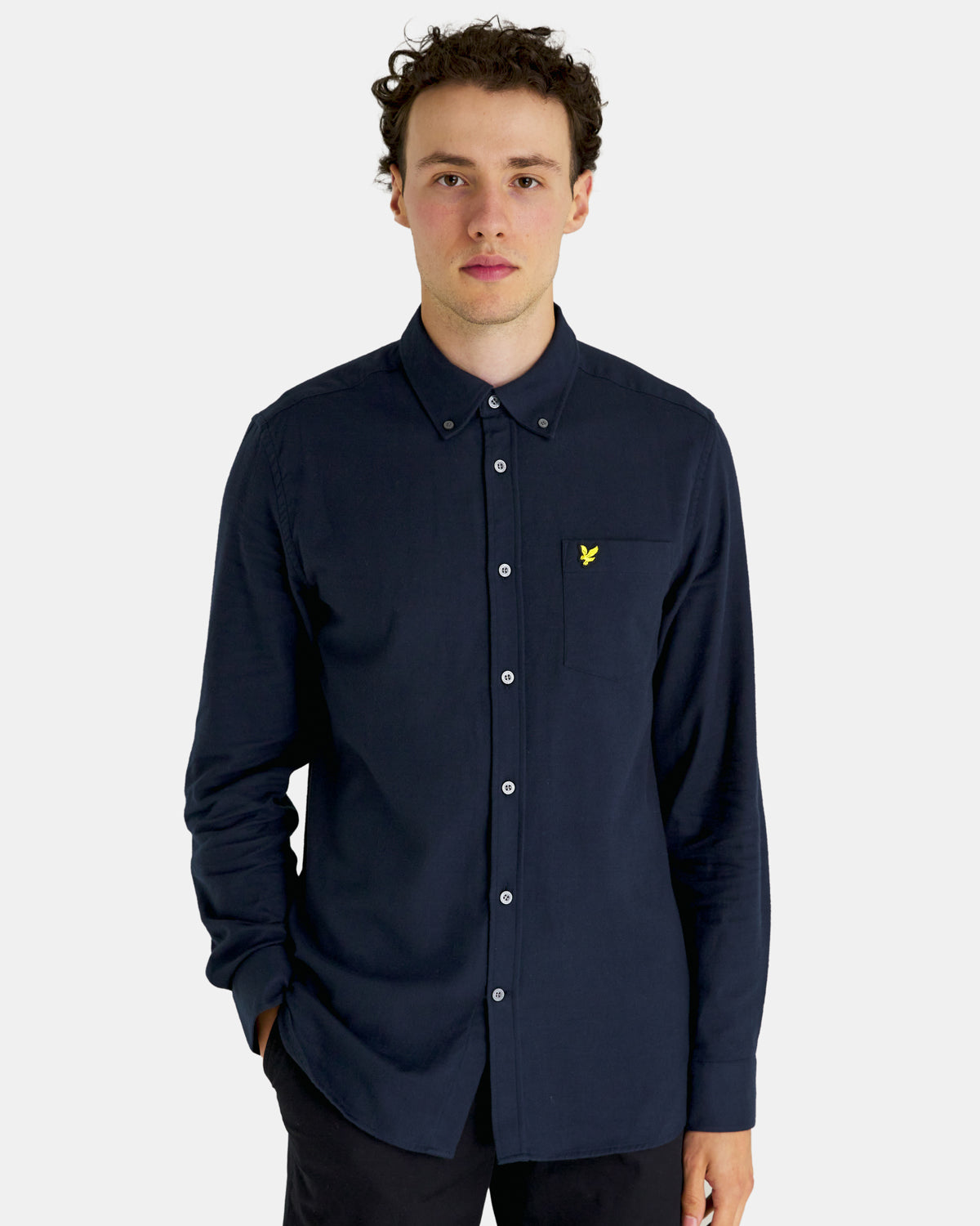 Plain flannel shirt - dark navy