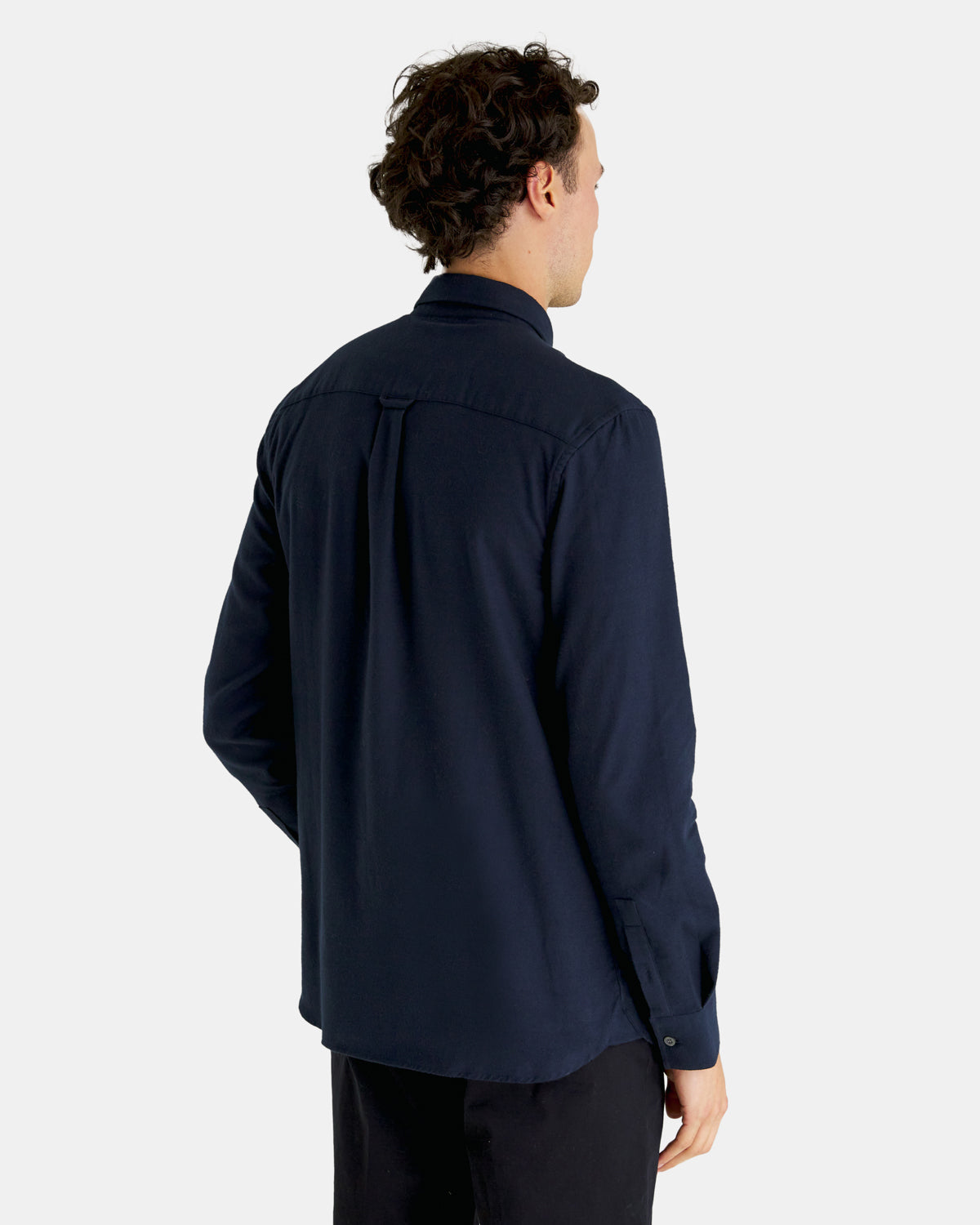 Plain flannel shirt - dark navy