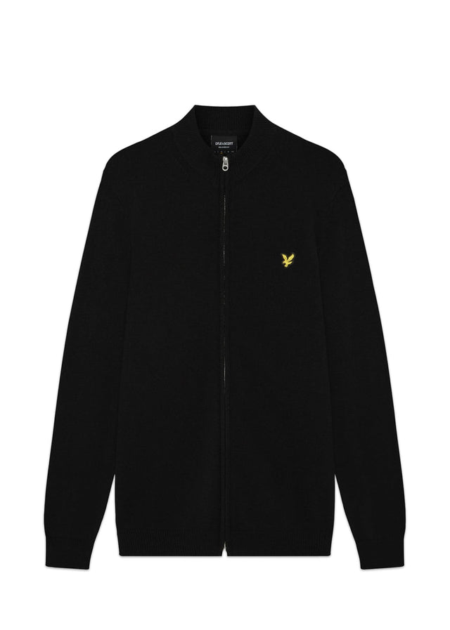 Lyle & Scott Cardigans Relaxed cotton merino full zip jumper - jet black
