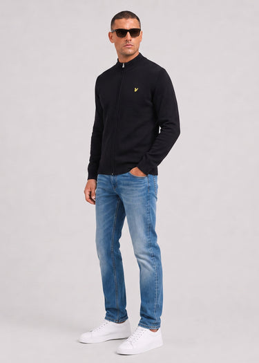 Lyle & Scott Vesten Relaxed cotton merino full zip jumper - jet black
