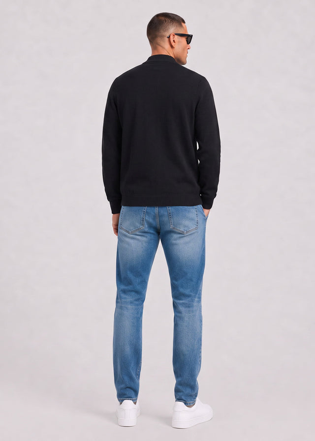 Lyle & Scott Cardigans Relaxed cotton merino full zip jumper - jet black