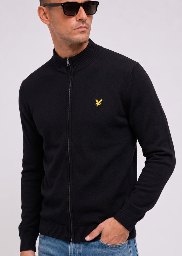 Lyle & Scott Cardigans Relaxed cotton merino full zip jumper - jet black